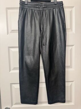 LOFT Black Faux Leather Jogger Pants